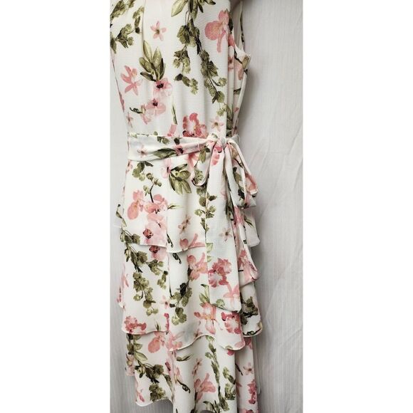 Jessica Howard Printed Floral Tiered Dress Ivory Size 16 Color Cream/Pink - Picture 8 of 14